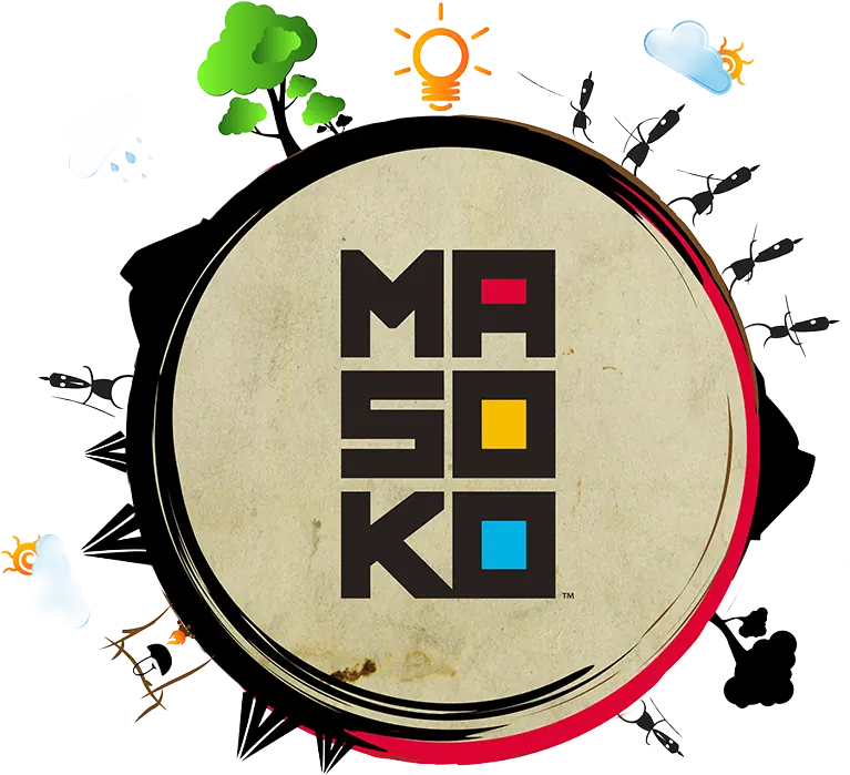 The Masoko emblem circled by the agency's ant characters